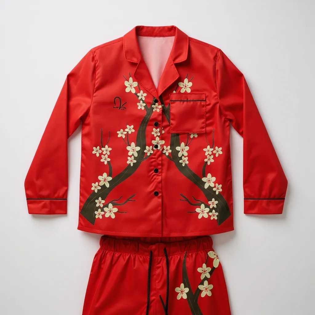 Elegant Floral Satin Pajamas