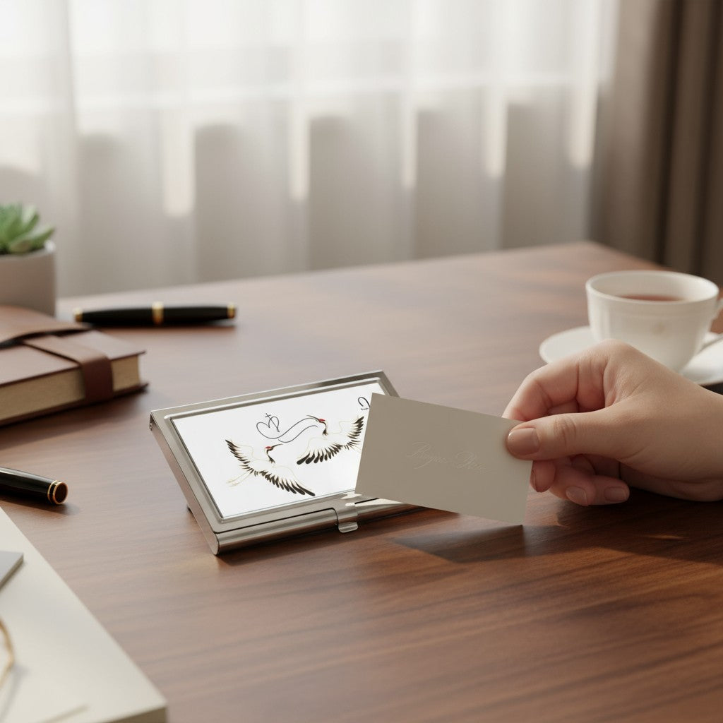 Elegant Crane Business Card Holder