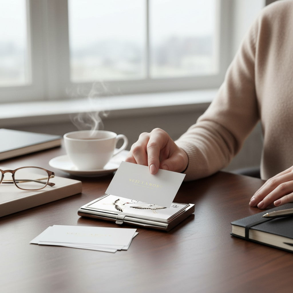 Elegant Crane Business Card Holder