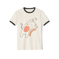 T-shirt unisexe en coton avec chat et arc-en-ciel
