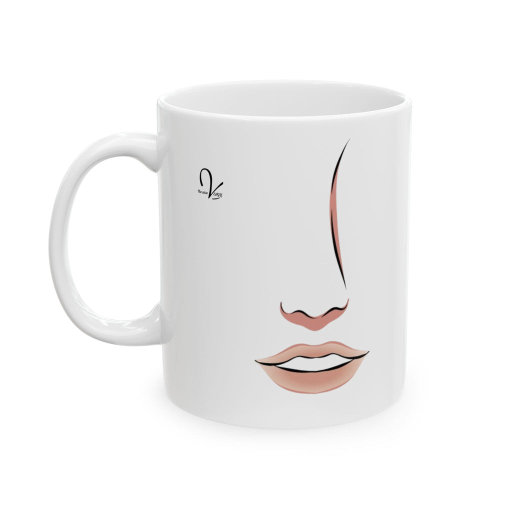 Mug en céramique visage féminin minimaliste