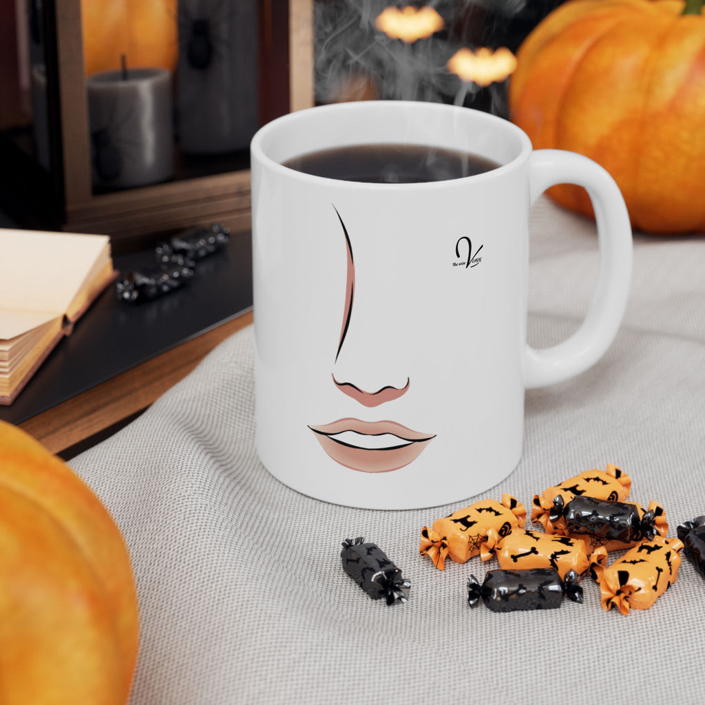 Mug en céramique visage féminin minimaliste