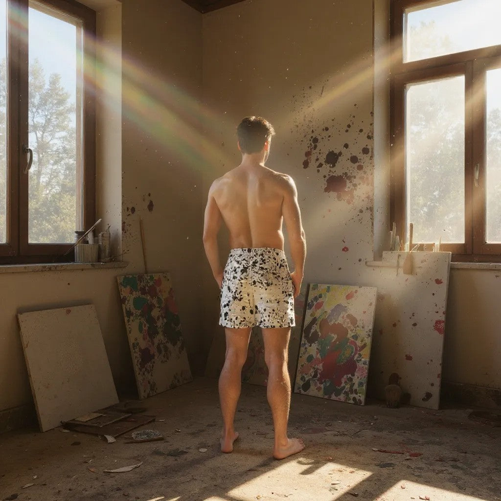 Stylish Splash Pattern Swim Trunks
