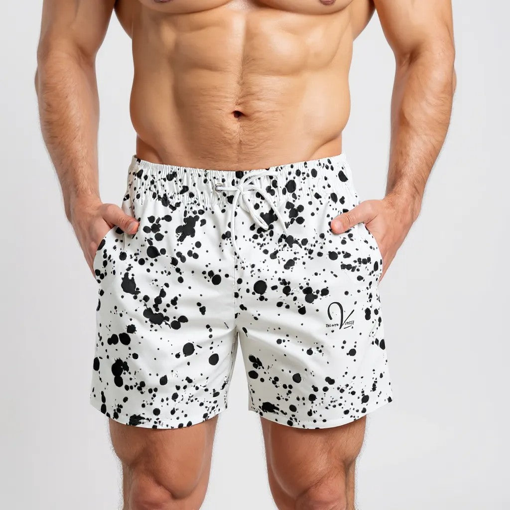 Stylish Splash Pattern Swim Trunks