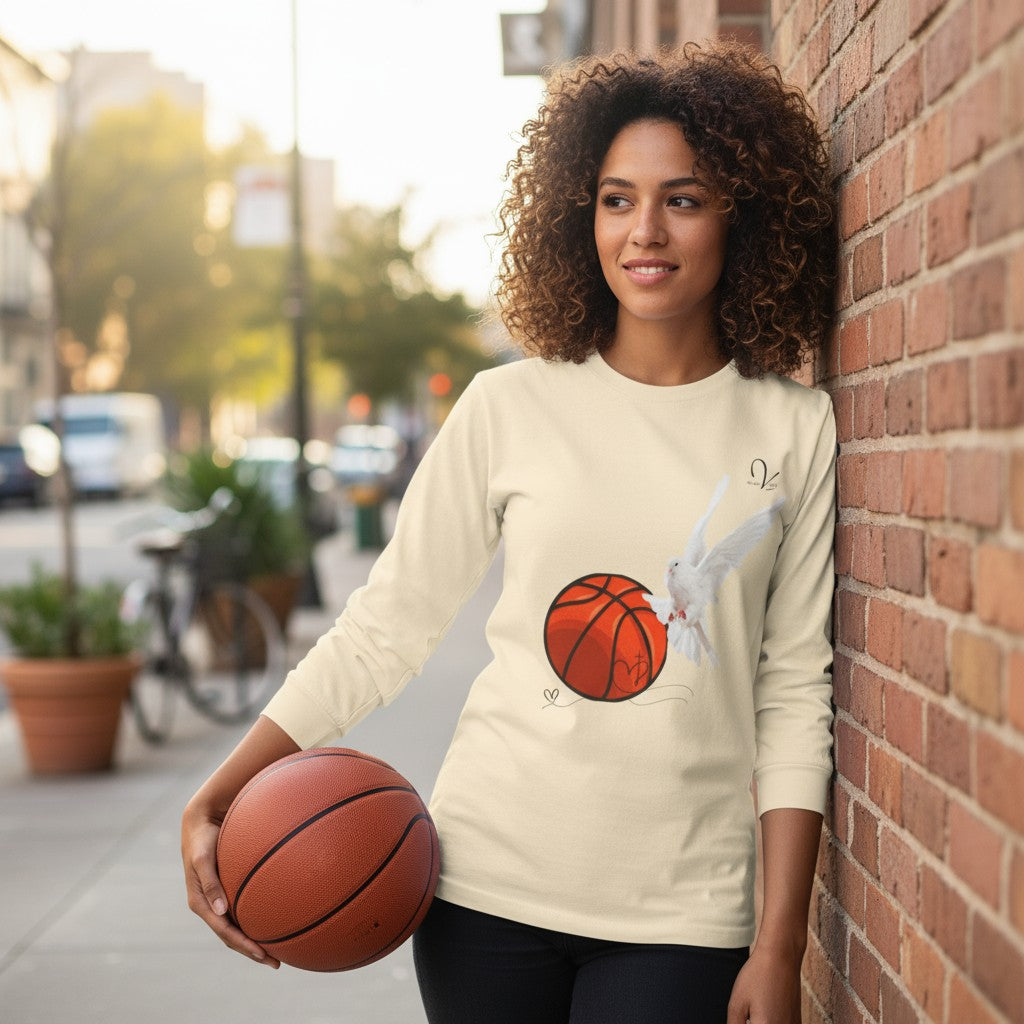 T-shirt manches longues unisexe colombe et basketball
