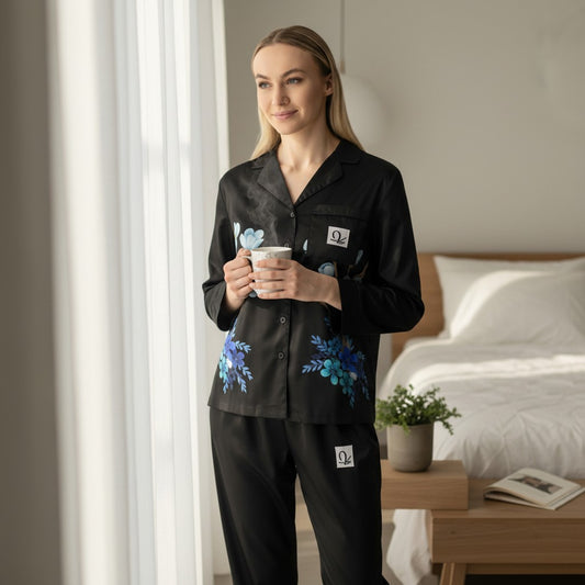 Women's Floral Satin Pajama Set