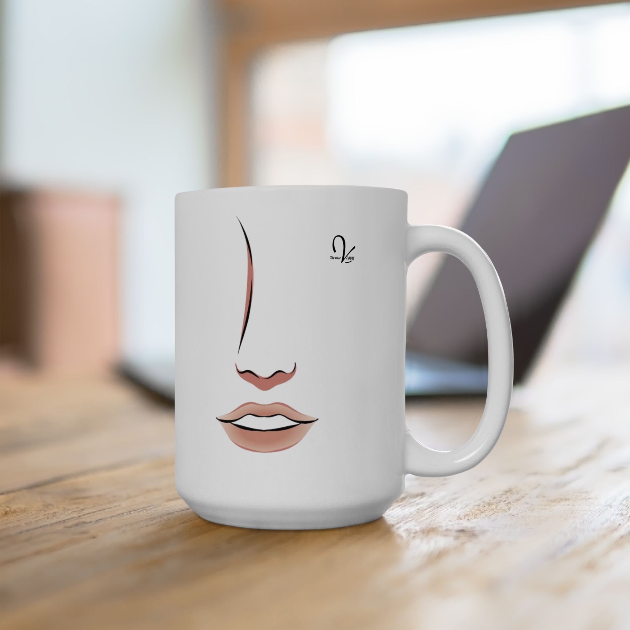 Mug en céramique visage féminin minimaliste
