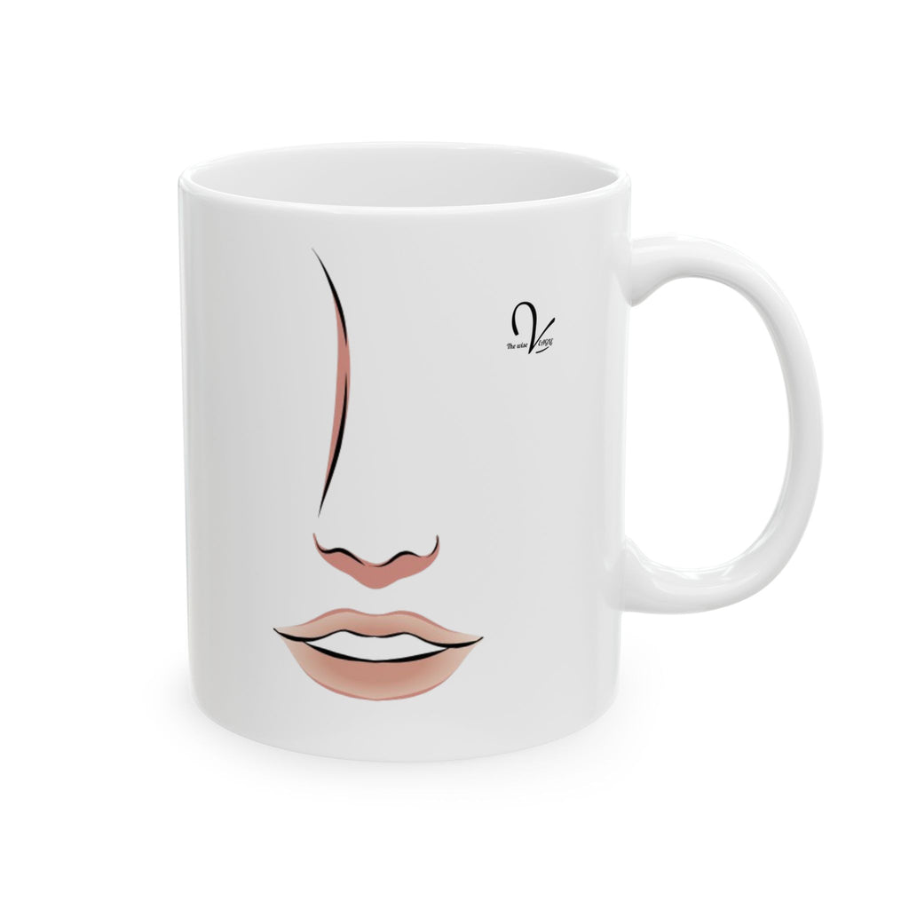 Mug en céramique visage féminin minimaliste