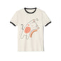 Cute Cat on Rainbow Unisex Cotton Ringer T-Shirt