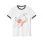 Cute Cat on Rainbow Unisex Cotton Ringer T-Shirt