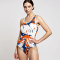 Maillot 1 pièce coloré (Bleu/Orange) - Femme