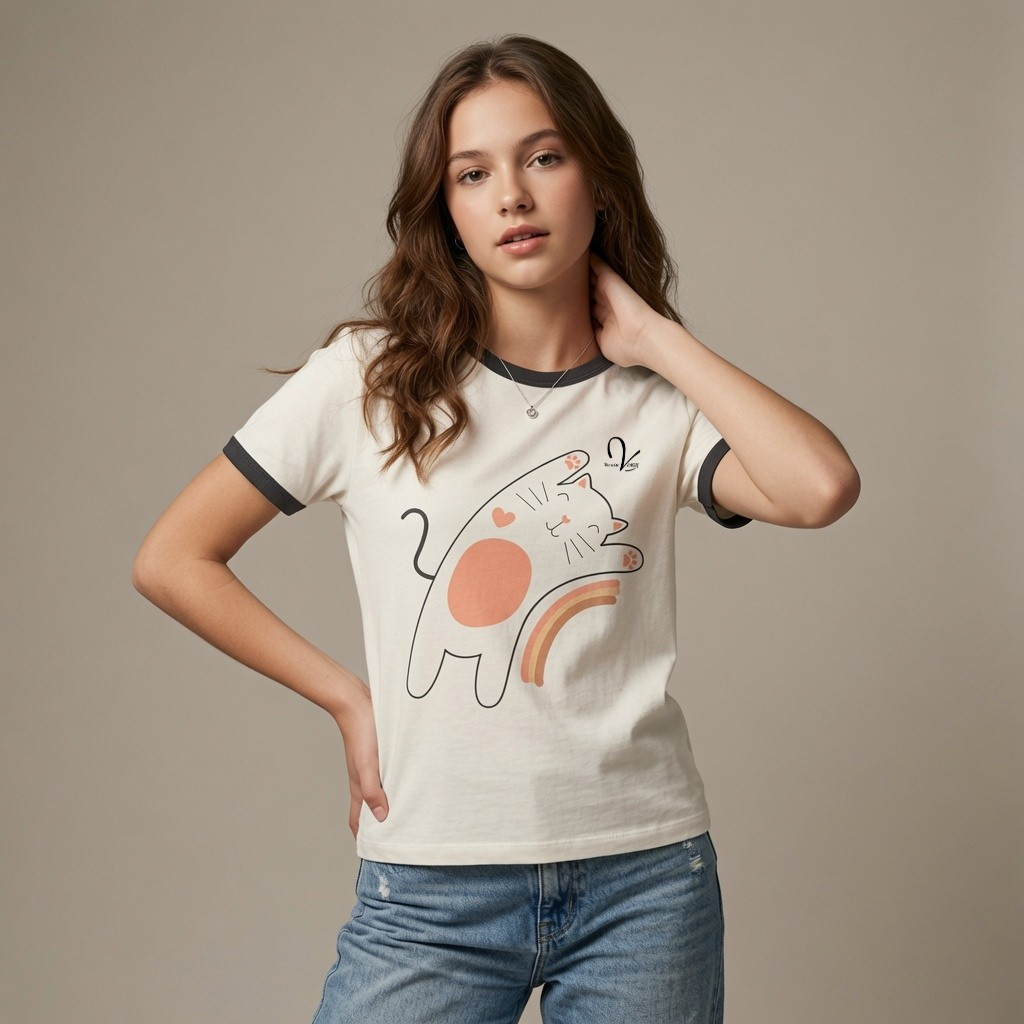 Cat and Rainbow T-Shirt - Unisex