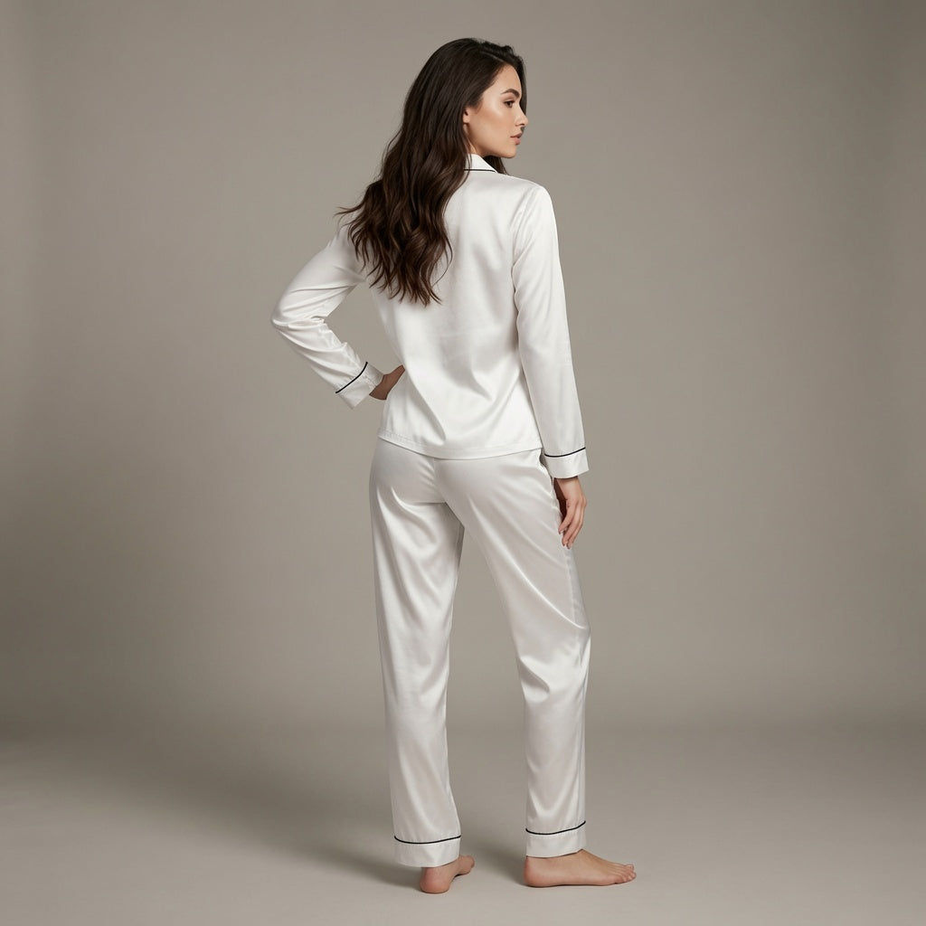 Women's purpleflower satin pyjamas